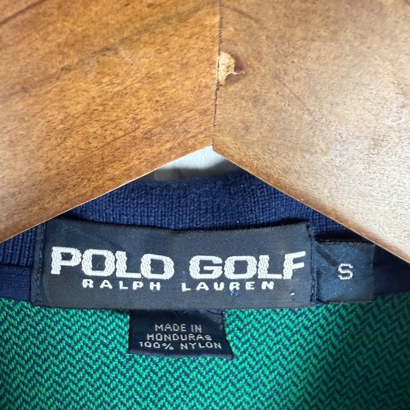 Polo Golf Ralph Lauren Green Chevron Print Crest Logo Collared Shirt Mens SMALL - Picture 4 of 7